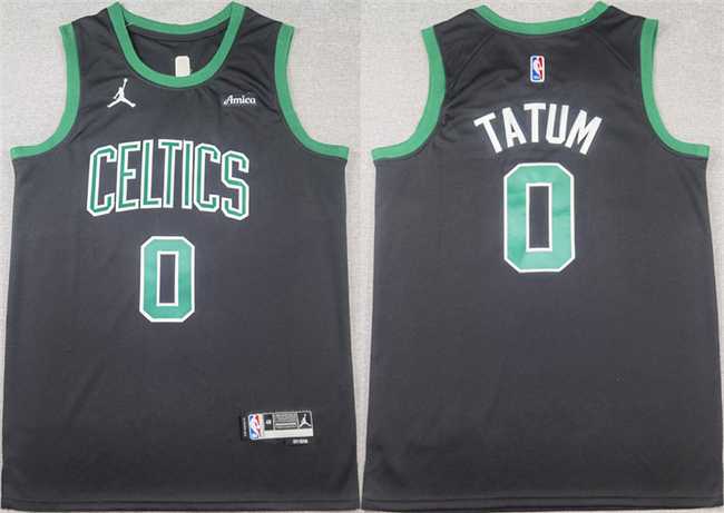 Mens Boston Celtics #0 Jayson Tatum Black Stitched Basketball Jersey